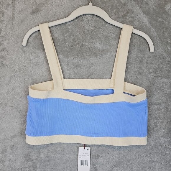 Red Carter Colorblocked Crop Top Womens Size XL Crystal Blue Cotton Stretch - Picture 11 of 11